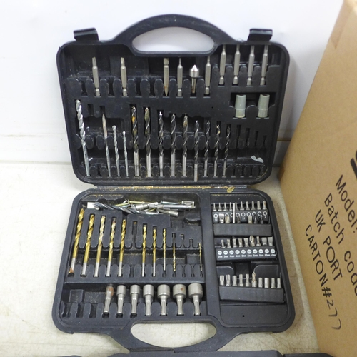 2057 - Two boxes of assorted hand tools including word working tools, drill bits, spanners, etc.