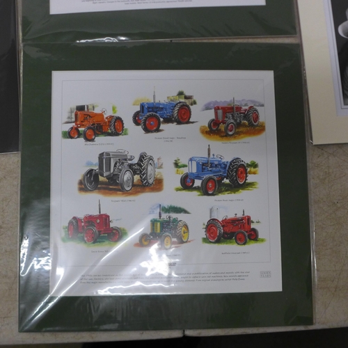 2071 - 25 x mounted prints of famous actors, service vehicles, tractors etc. in an assortment of sizes