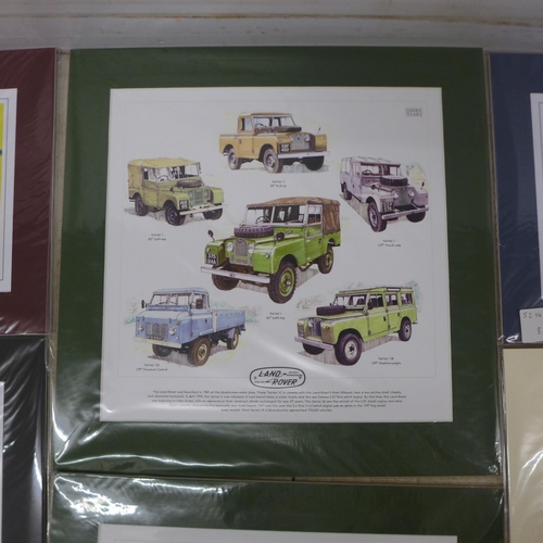 2071 - 25 x mounted prints of famous actors, service vehicles, tractors etc. in an assortment of sizes