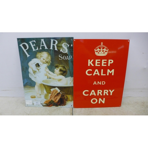 2073 - 5 tin signs including 