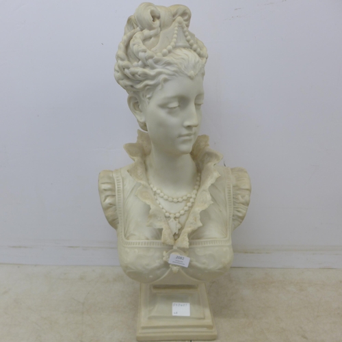 2082 - A large neo classical resin bust of a Parisian woman - marked Parian-Paris