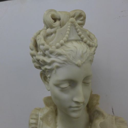 2082 - A large neo classical resin bust of a Parisian woman - marked Parian-Paris