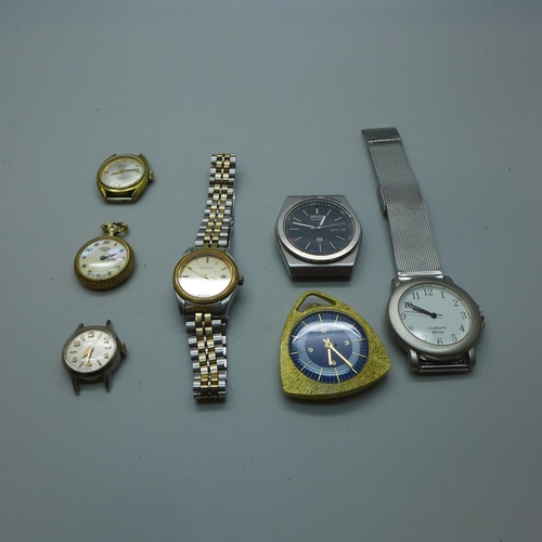 1018 - Watches including a Seiko alarm quartz and a lady's Tissot bracelet watch