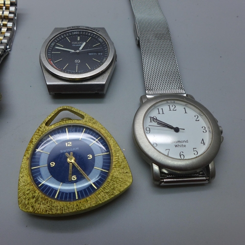 1018 - Watches including a Seiko alarm quartz and a lady's Tissot bracelet watch