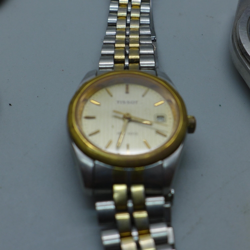 1018 - Watches including a Seiko alarm quartz and a lady's Tissot bracelet watch