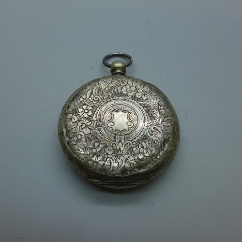 1019 - Two silver pocket watches including Graves and three silver spoons, (spoons 46g)