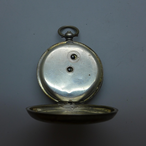 1019 - Two silver pocket watches including Graves and three silver spoons, (spoons 46g)