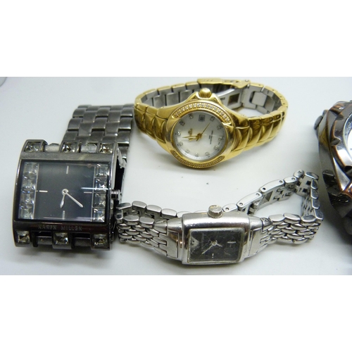 1035 - A collection of fashion watches including DKNY, Karen Millen, Emporio Armani, etc.