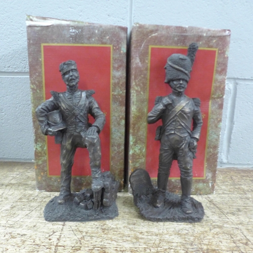 1047 - Two resin soldiers, Originalities bronzed figures, 1st Foot Guards 1815 and Chasseurs a Pied, boxed