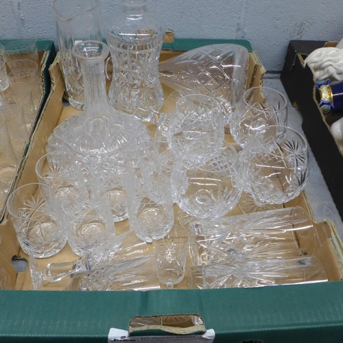 1051 - Two boxes of glassware including Pall Mall etched and cut glass **PLEASE NOTE THIS LOT IS NOT ELIGIB... 