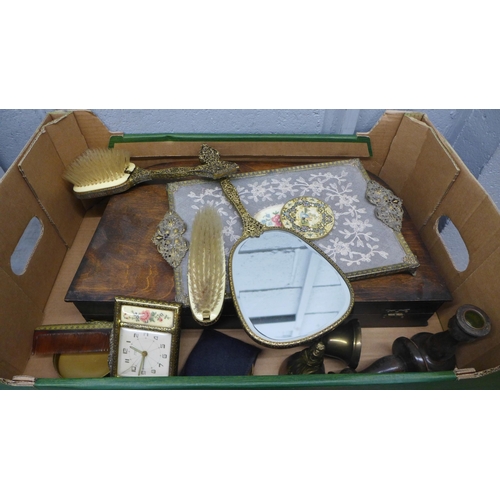 1059 - A canteen of cutlery and a gilt metal dressing table set **PLEASE NOTE THIS LOT IS NOT ELIGIBLE FOR ... 