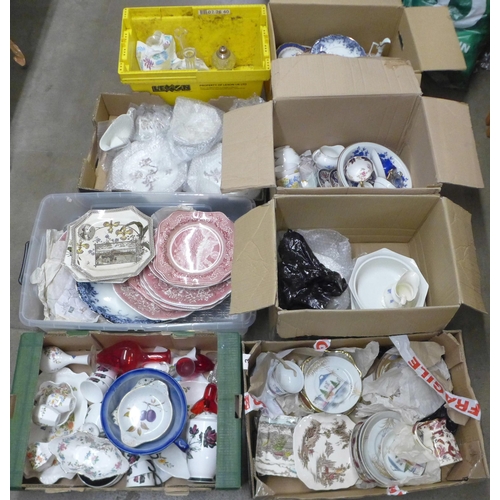 1073 - Eight boxes of mixed china and glass including 19th Century **PLEASE NOTE THIS LOT IS NOT ELIGIBLE F... 