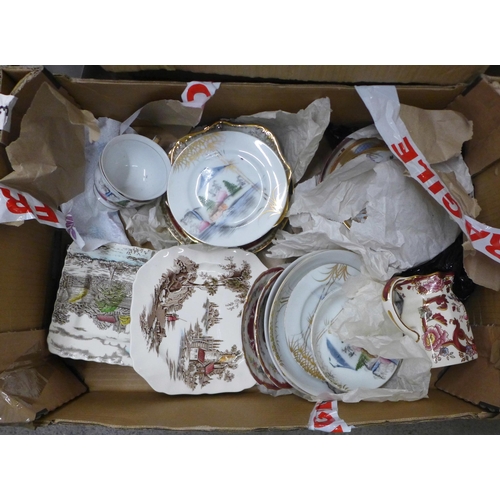 1073 - Eight boxes of mixed china and glass including 19th Century **PLEASE NOTE THIS LOT IS NOT ELIGIBLE F... 