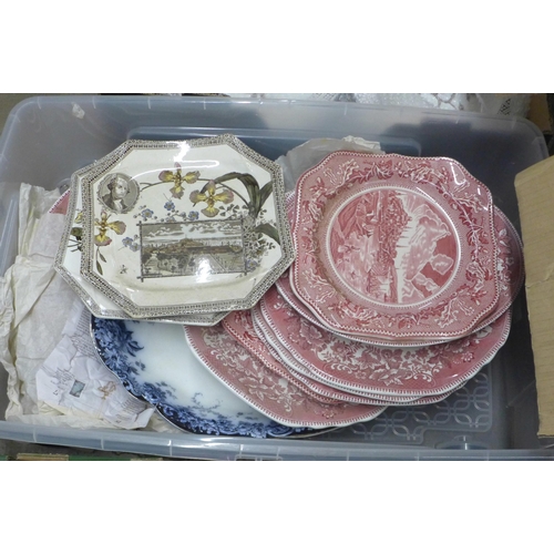 1073 - Eight boxes of mixed china and glass including 19th Century **PLEASE NOTE THIS LOT IS NOT ELIGIBLE F... 