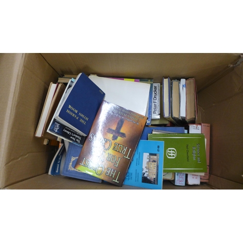 1078 - Fourteen boxes of mixed books, history, architecture, social history, novels and two boxes of record... 