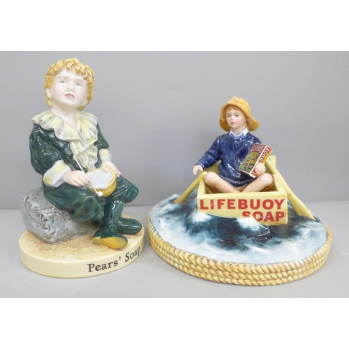 601 - Two Royal Doulton limited edition advertising figures, Pears' Soap and Lifebuoy Soap, boxed