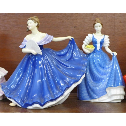 605 - Five Royal Doulton Pretty Ladies figures including Elaine, Gail and Helen