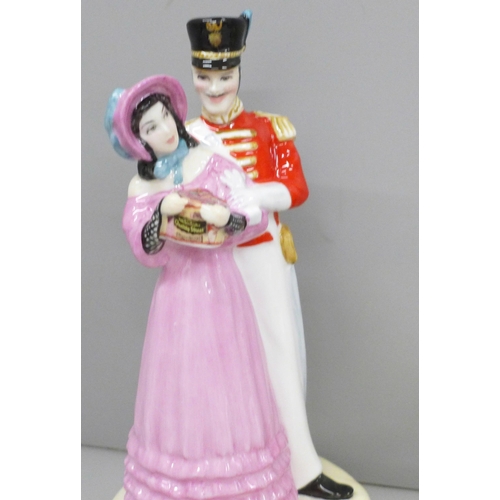 606 - Four Royal Doulton limited edition advertising figures, two Coca-Cola girls, Quality Street and Bist... 