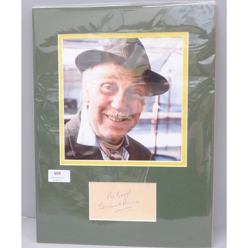 609 - An Only Fools and Horses autographed display - Lennard Pearce (Grandad), no COA