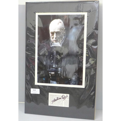 610 - A Star Wars, Sebastian Shaw, signed display, no COA