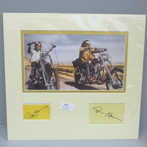 611 - An Easy Rider signed display, Peter Fonda and Dennis Hopper, no COA