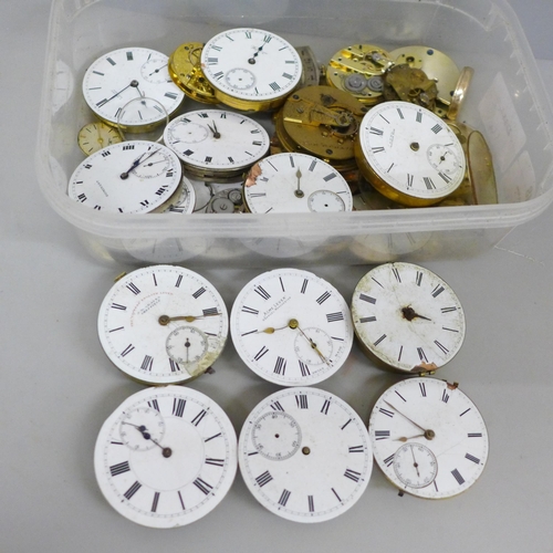 648 - Pocket watch and wristwatch movements and dials including Waltham, Rotary and Accurist