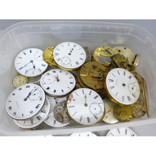 648 - Pocket watch and wristwatch movements and dials including Waltham, Rotary and Accurist