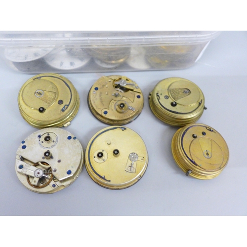 648 - Pocket watch and wristwatch movements and dials including Waltham, Rotary and Accurist