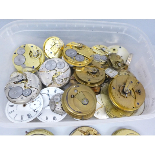 648 - Pocket watch and wristwatch movements and dials including Waltham, Rotary and Accurist