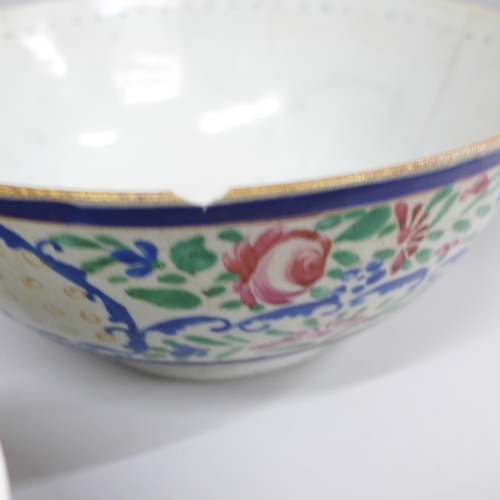 652 - Three Chinese porcelain bowls including one blue and white decorated with figures, six character mar... 