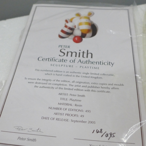 658 - A Peter Smith resin sculpture, Playtime, 148/495, with COA, boxed