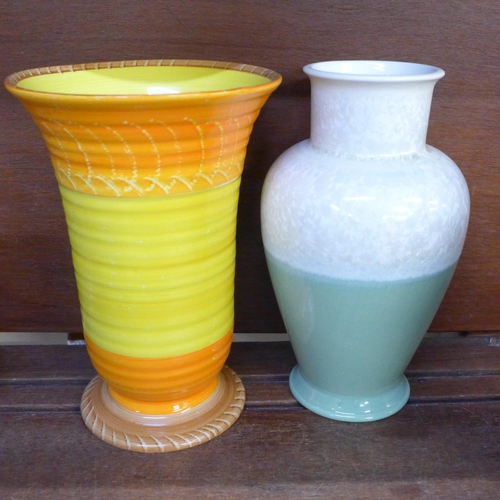 671 - Two Shelley bowls including dripglaze, a Shelley vase and three other vases