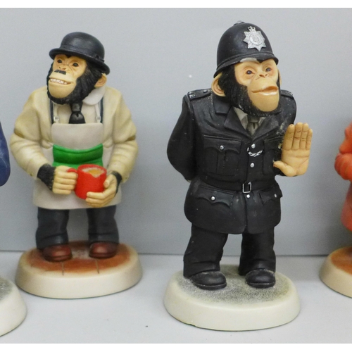 673 - Nine Robert Harrop PG Tips PG Chimps advertising figures, boxed