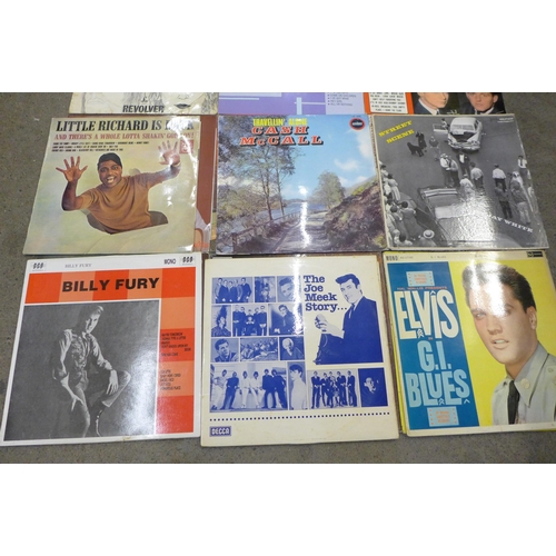 675 - Fifteen LP records, mainly 1960s artists, The Beatles, Small Faces, The Animals, etc.