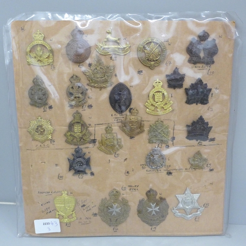 684 - A collection of twenty five Regimental cap badges