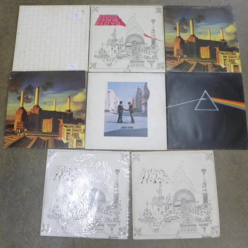 690 - Eight Pink Floyd LP records including three duplicates