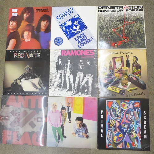 698 - Fifteen punk and new wave LP records and 12