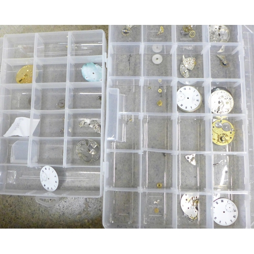 713 - A box of mixed watch parts, movements, etc.