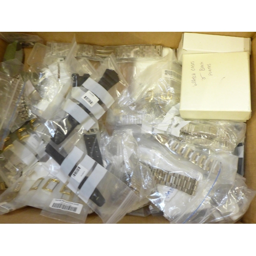 721 - A box of mixed watch straps and bracelets, mostly new-old-stock