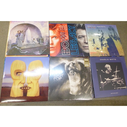 728 - Twenty-six rock and pop LP records, Bowie, Verve, The Cure, Pink Floyd, REM, modern issues