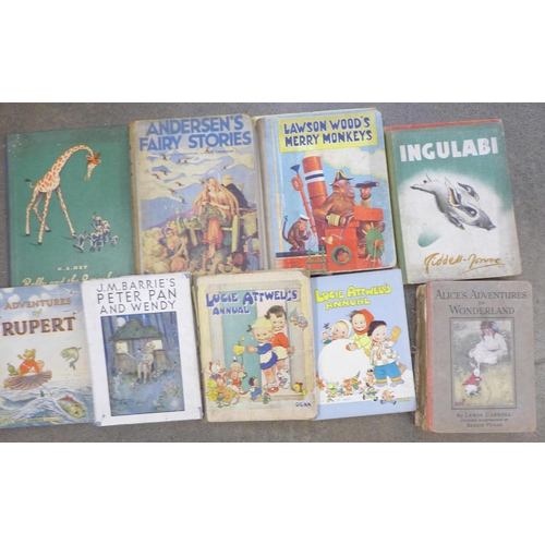 731 - A box of childrens books, Peter Pan and Wendy by J. M. Barrie, Andersen's Fairy stories, Raffy and t... 