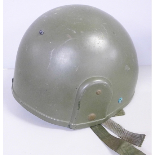 737 - A 1980s British military issue Mk 6 ballistic nylon combat helmet, named to McAllister