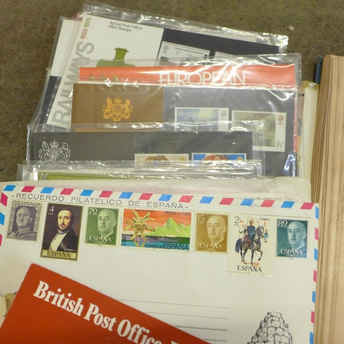 751 - British Post Office mint stamps, some first day covers, two albums of stamps and loose stamps