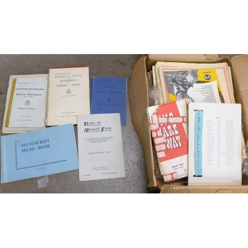 753 - A collection of sheet music, test books, theory and test books, etc.