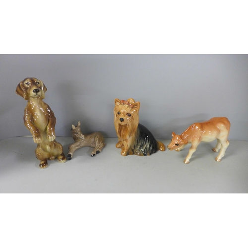 757 - A collection of china including a Royal Doulton figure, Cherie, Sylvac Yorkshire terrier, large cont... 