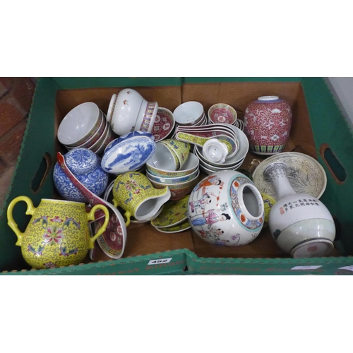 758 - A collection of Chinese ceramics, rice bowls and spoons, ginger jars, vases, some a/f **PLEASE NOTE ... 