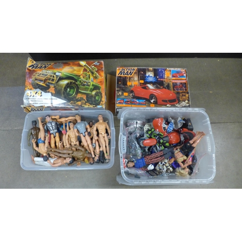 766 - A collection of Action Man figures, a 4x4 vehicle and other vehicles, (all late 1990's) **PLEASE NOT... 