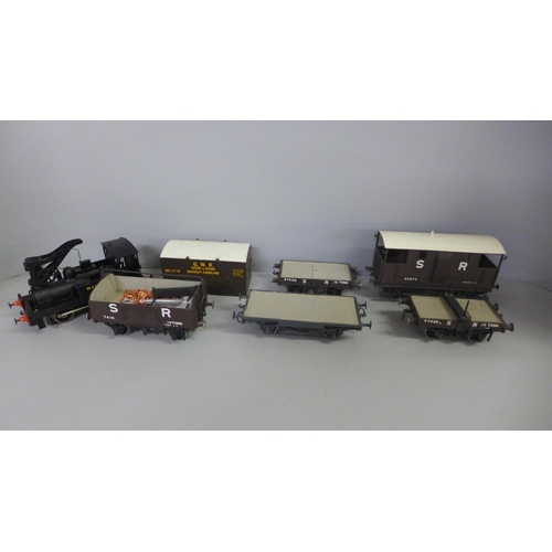 768 - Two boxes of O gauge model railway including Mashima 'Southern 234' crane, DC 12V made in Japan