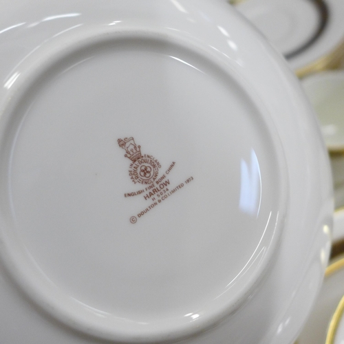 772 - An extensive collection of Royal Doulton Harlow tea and dinnerwares including dinner, side and tea p... 