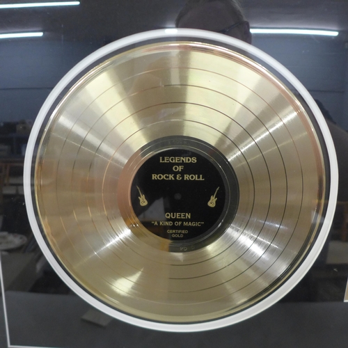 786 - A Queen gold disc and CD display for It's a Kind of Magic, framed